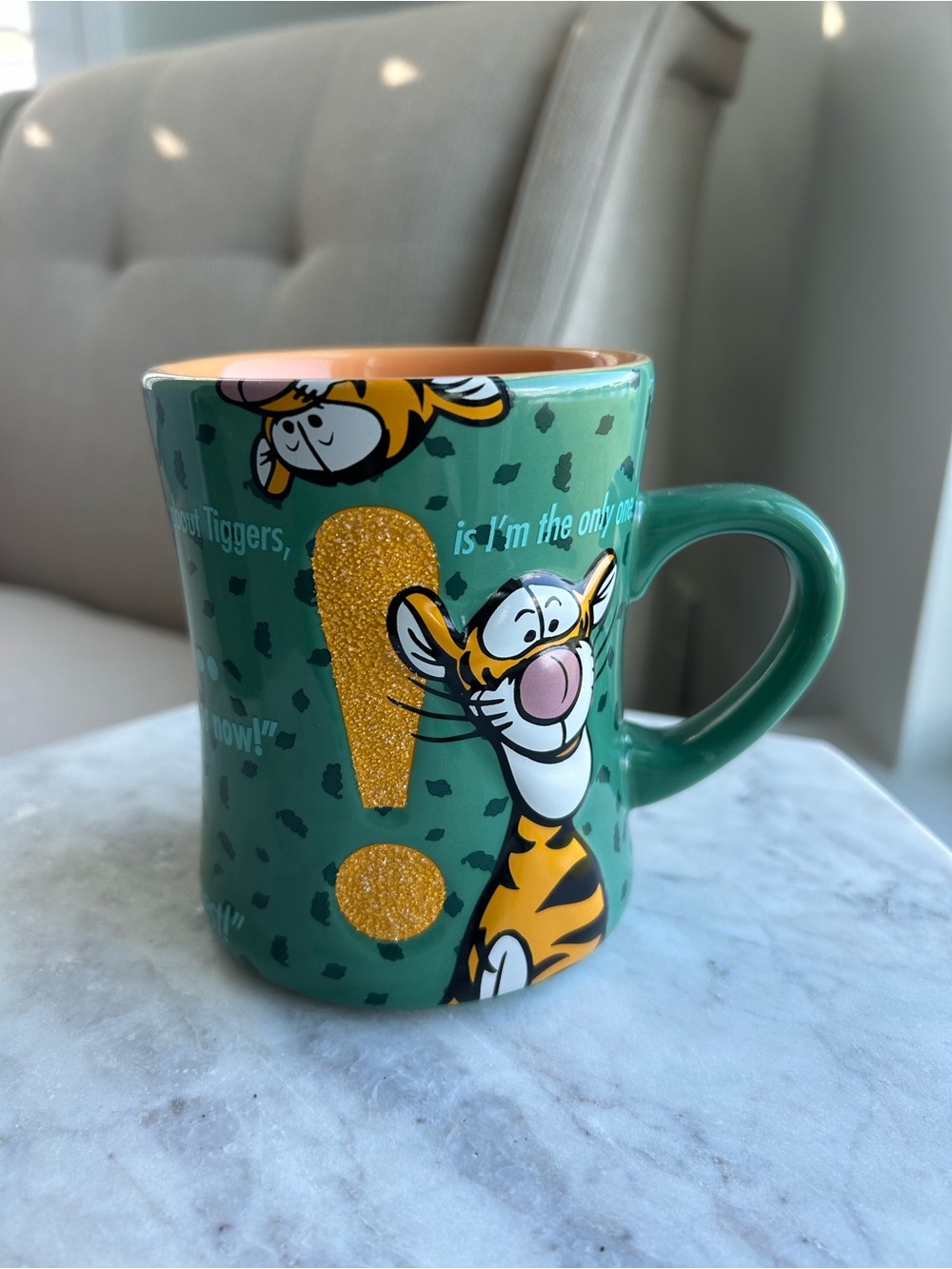 Tigger Ceramic Mug - Green with Orange Interior 15oz